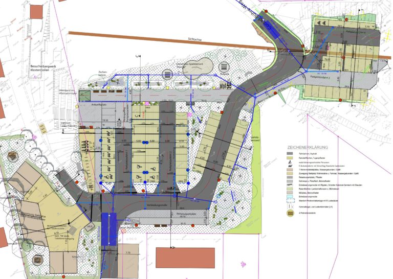 Ein Lageplan, der den geplanten Umbau des Ankunftsplatzes der Alten Zeche Barsinghausen zeigt
