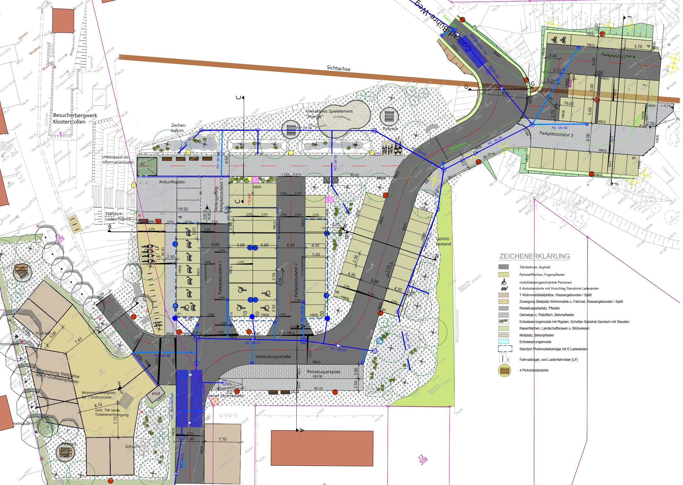Ein Lageplan, der den geplanten Umbau des Ankunftsplatzes der Alten Zeche Barsinghausen zeigt